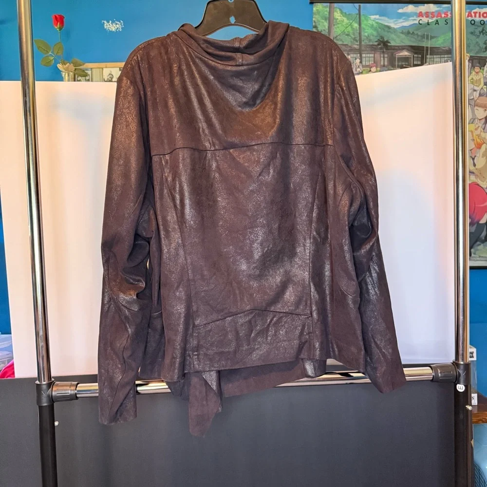 Calvin Klein Women's Black Distressed Draped Lapel Jacket Size: 3X - Picture 8 of 8